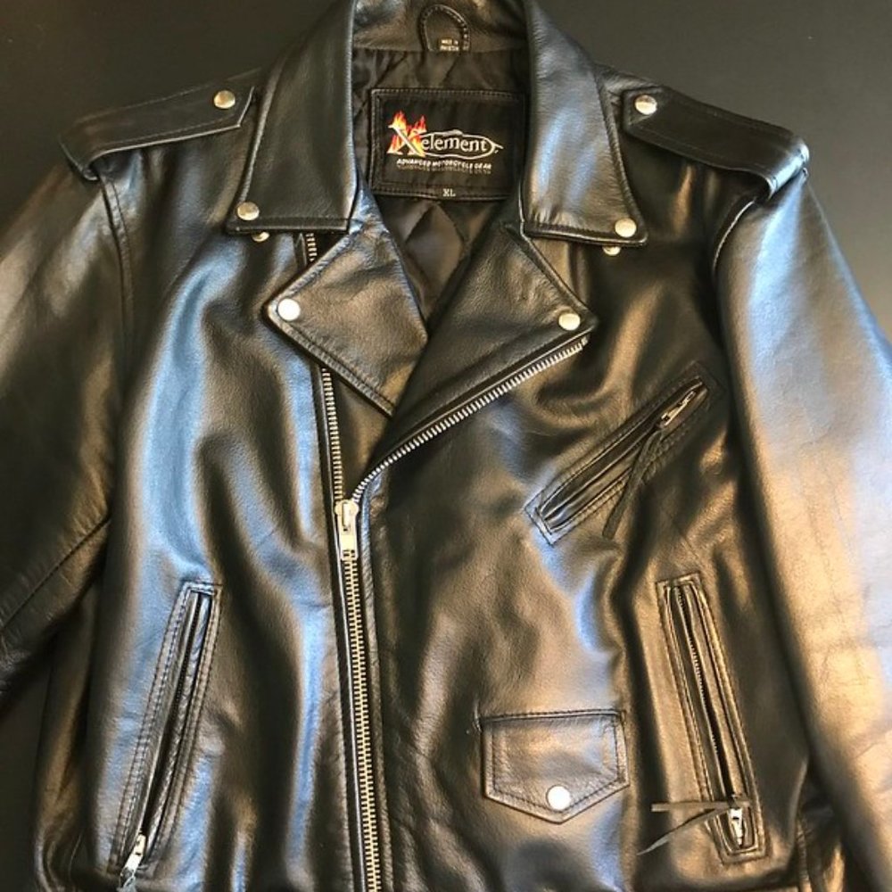 Men's 100% Leather Motorcycle Biker Jacket XL